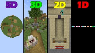 3D minecraft vs 2D minecraft vs 1D minecraft vs 5D minecraft