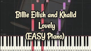 Billie Eilish and Khalid Piano - lovely - Simple piano tutorial  | Sheet Music #pianotutorial