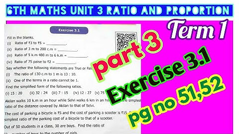 6th std Maths/Unit 3 Ratio and proportion/ Exercise 3.1 part 3