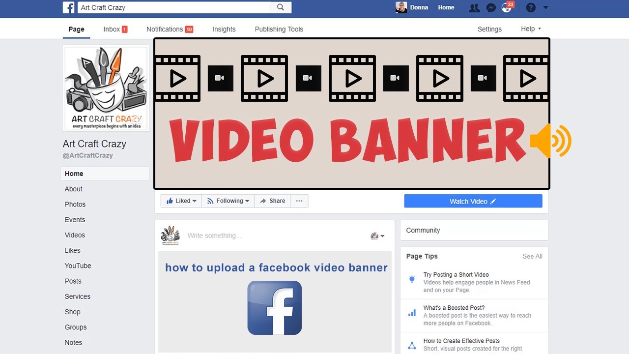 How To Upload A Facebook Video Banner On Pages Youtube