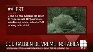 Un nou Cod Galben de INSTABILITATE ATMOSFERICĂ: Ploi puternice, însoţite de vijelie şi grindină