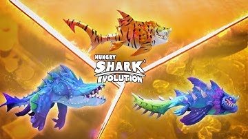Hungry Shark Evolution: SHAR-KHAN, AARON, ABYSSAURUS - All Sharks Unlocked - Gameplay Walkthrough