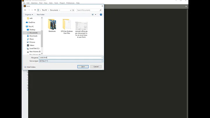 how save file of html coding and show output in browser