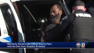 Kernersville police officer shot 3 times with his own gun during struggle at apartment, report says