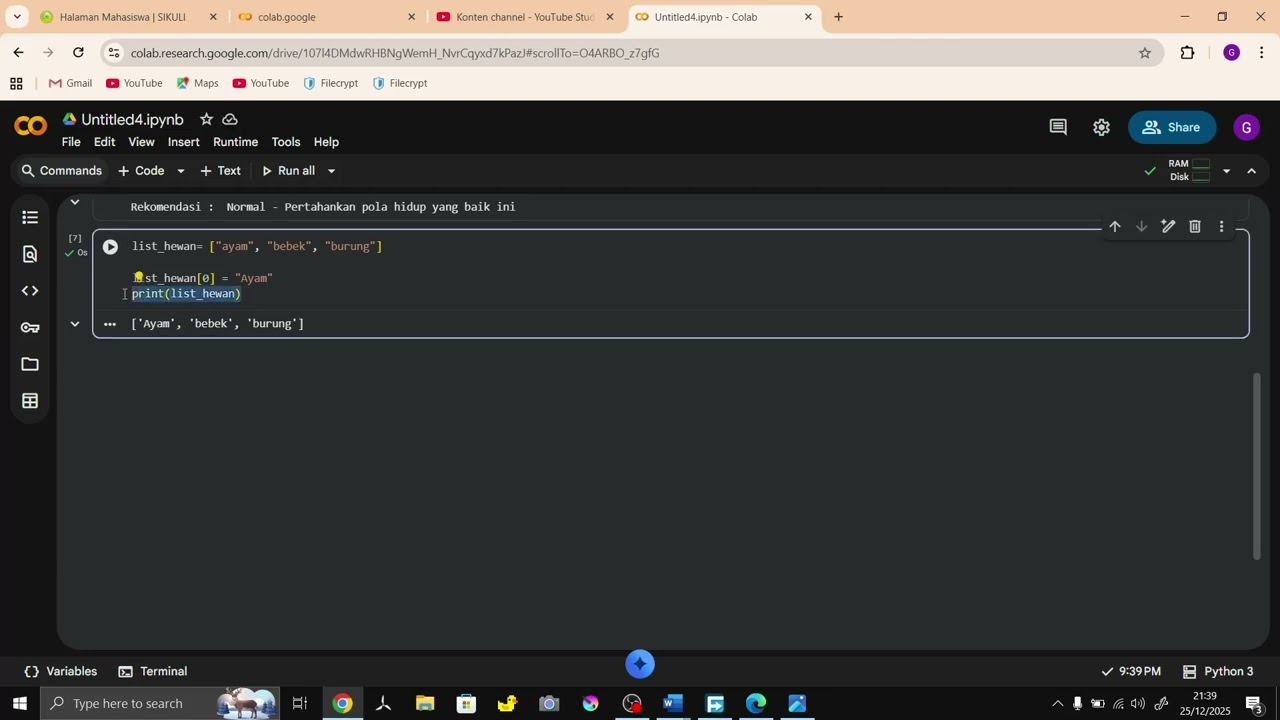 TUGAS CPMK 3.2 DASAR PEMROGRAMAN DAN PRAKTIKUM PAK SETIAWAN ARDI WIJAYA S.Kom.,M.Kom