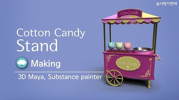 Cotton Candy Stand | speed modeling & texturing | 3D Maya | Substance painter