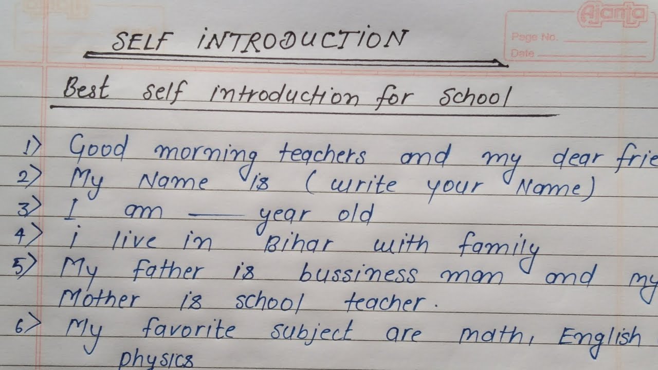Best Self Introduction How to give self introduction in school YouTube Best Self Introduction How to give self introduction in school YouTube
