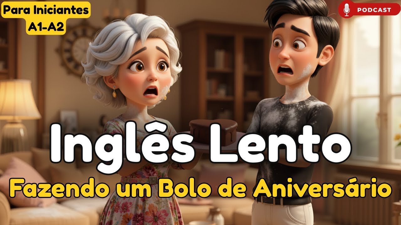 Fazendo um Bolo de Aniversário 🎂 | Inglês Lento e Fácil | Conversação nível Iniciante A1–A2