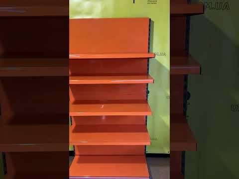 Пристінний торговий стелаж з металевими полицями WIKO б/у, 2000х1000 поіаранчевий колір, видео 1