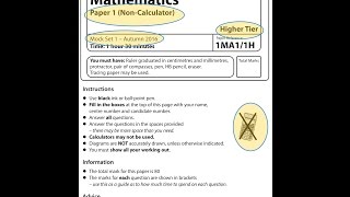 Mock Set 1 (9-1) 2017 Paper 1 Higher Non-Calculator