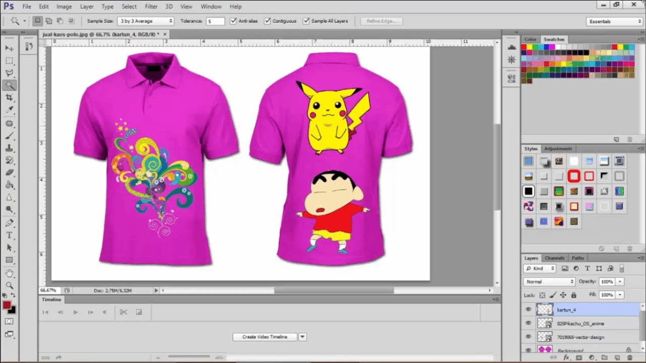 Photoshop - Cara Mudah Membuat Desain Kaos - YouTube