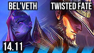 BEL'VETH vs TWISTED FATE (MID) | 1000+ games, 8/2/2 | BR Master | 14.11
