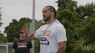 Talanoa Hufanga at the Toko Lineman Camp