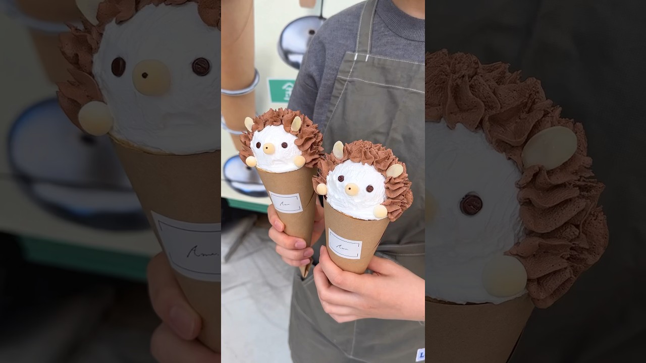 可愛いハリネズミの顔のクレープ