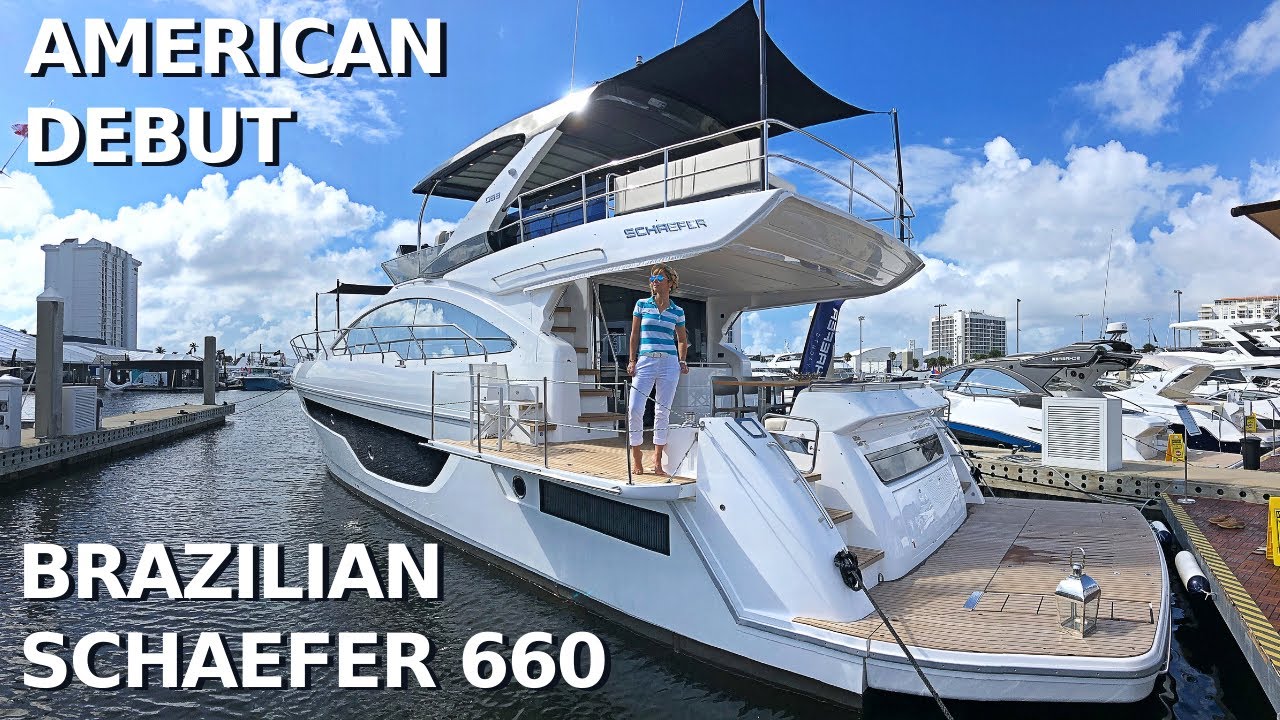 $2.2M+ SCHAEFER 660 Power Yacht Tour & Specs USA Debut FLIBS 2020  Flybridge Motor Yacht Liveaboard