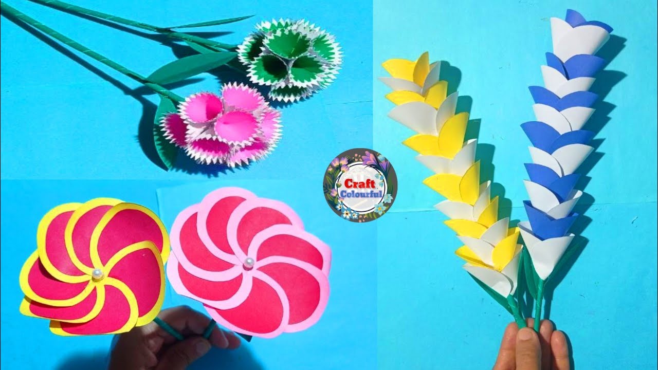 3 Beautiful Paper Flower Making How To Make Paper Flower Home Decoration DIY Paper Flower