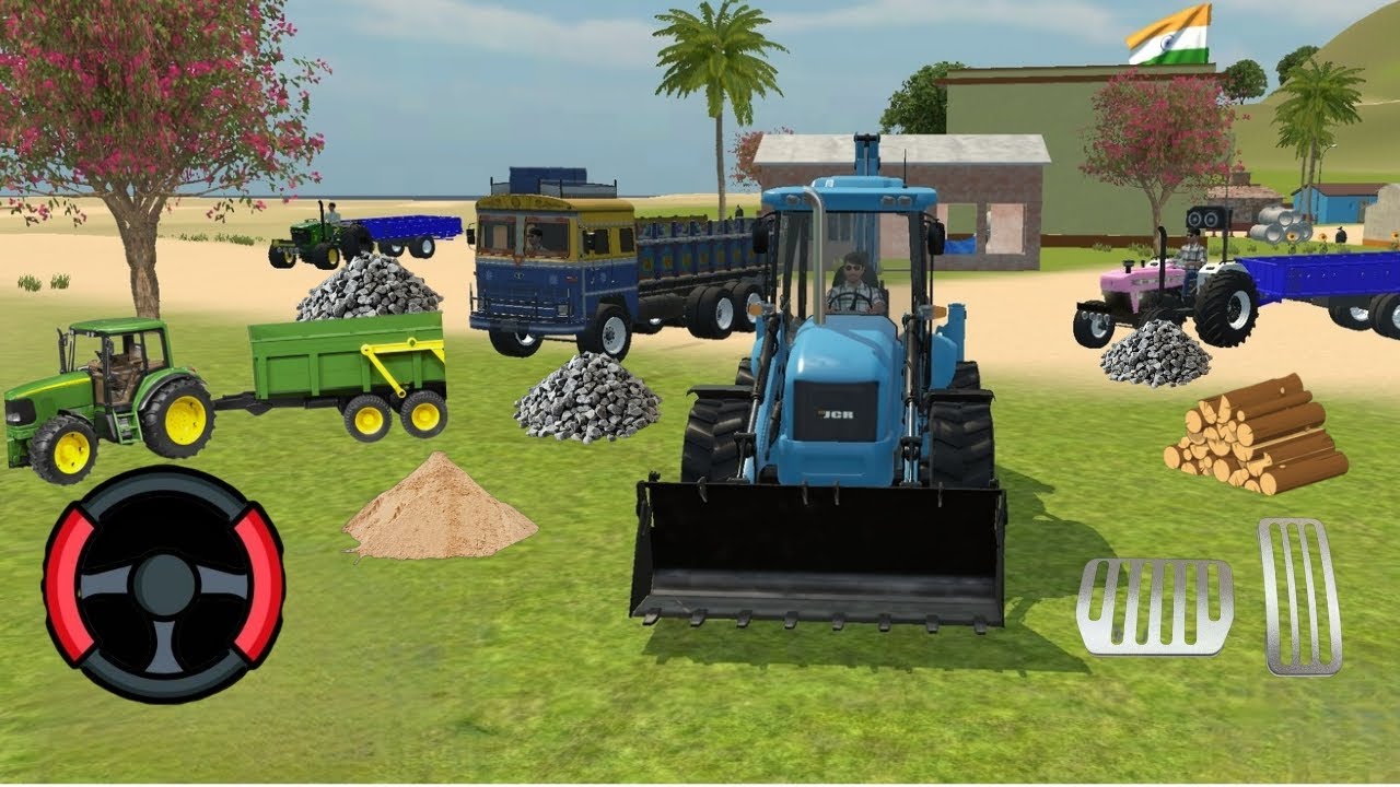  🛑JCB, MESSY//EICHAR TRUCK🤯UPLOADING STONE🪨🏗️ TROLLEY 3D GAMEPLAY #viralvideo #gaming #farming