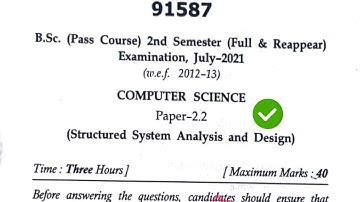 Mdu BSc CS 2nd Sem SSAD Question Paper 2021