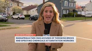 Massapequa Park man accused of throwing bricks, spraying chemicals at sanitation workers