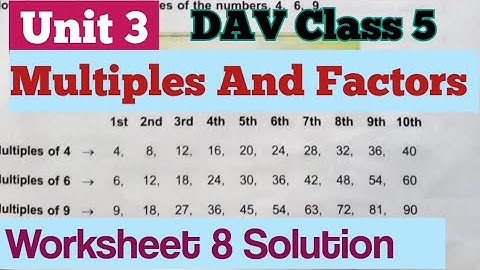 DAV Class 5 Maths Unit 3 Multiples And Factors Worksheet 8