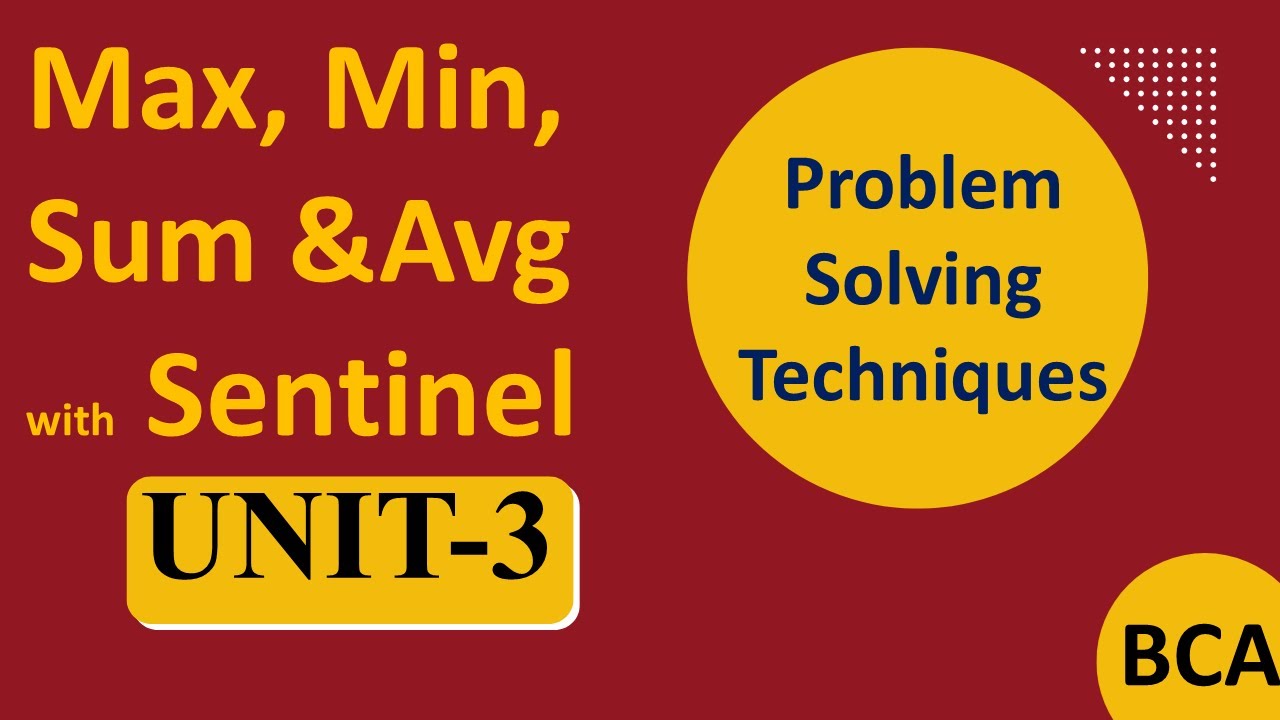 Minimum, maximum, sum & average on a sequence of numbers using sentinel value | BCA Problem solving