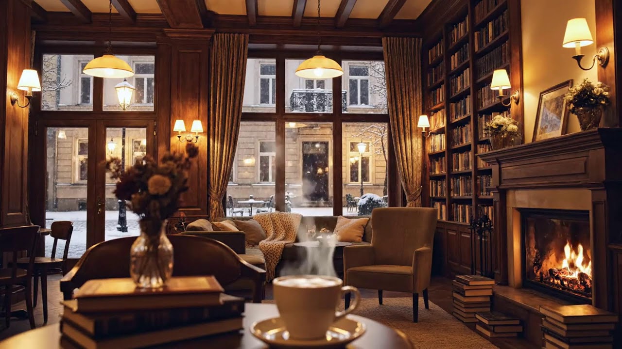 Cozy Night Jazz Music ⛄ Smooth Jazz Instrumental Music at Coffee Shop Ambience for Deep Focus & Work