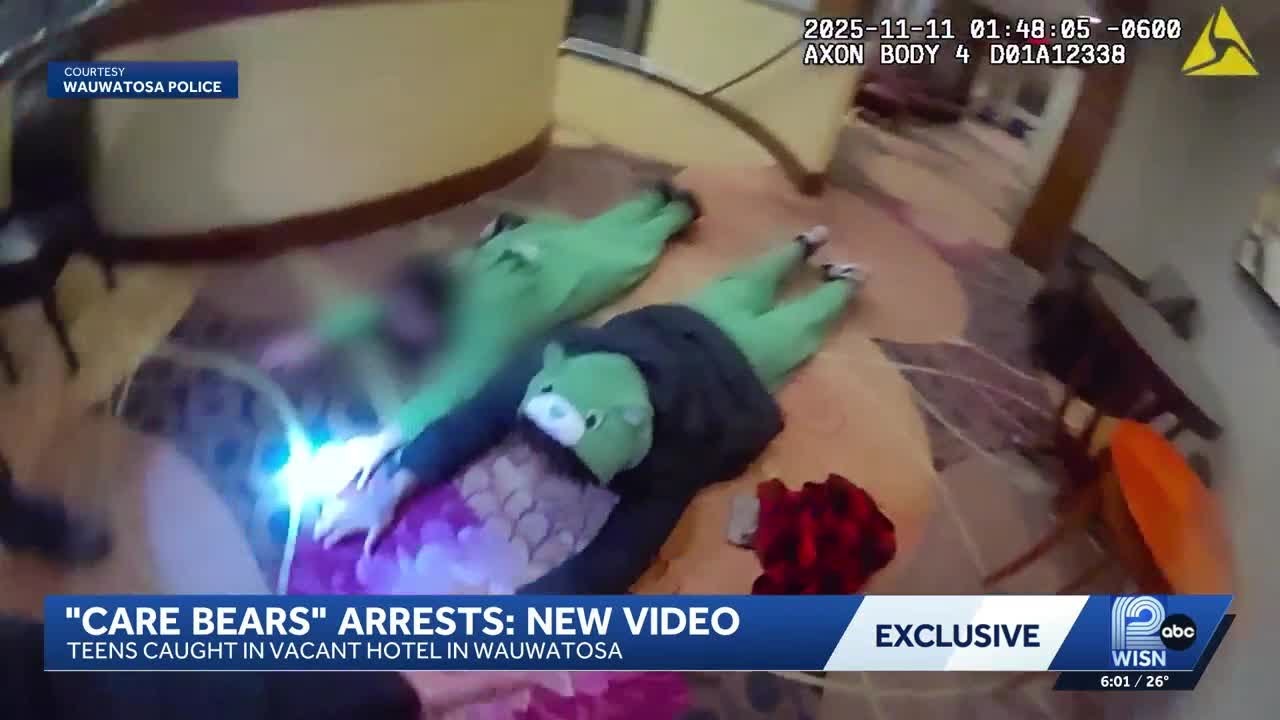 WATCH: 'Care Bear' break-in, Wauwatosa police arrest 7 inside vacant hotel