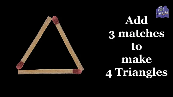 Add 3 matchsticks to make 4 triangles  | Matchstick puzzle