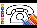 How to draw a beautiful phone and more graphics | Easy drawing for kids step by step