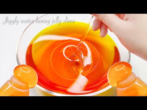 【ASMR】たぷたぷハニーゼリースライム🍯定規でコリコリ📏【音フェチ】Jiggly water honey jelly slime 물 꿀 젤리 슬라임