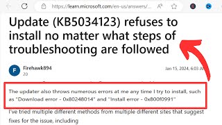 Fix: Windows 11 23H2 KB5034123 Fails to Install 0x800f0991, 0x80248014