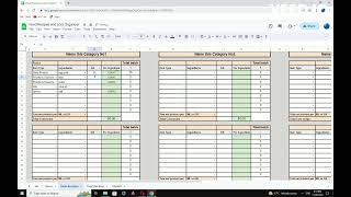 Food Cost and recipes. Google sheets.