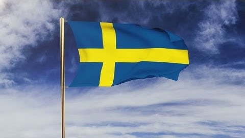 4K Sweden flag waving in the wind. Looping sun rises style. Animation loop. Green screen, alpha