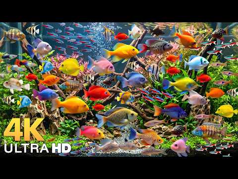 DREAM AQUARIUM 4K - Marine Life, Sea Animals and Coral Reef Fish Tank Sounds for Deep Sleep #27
