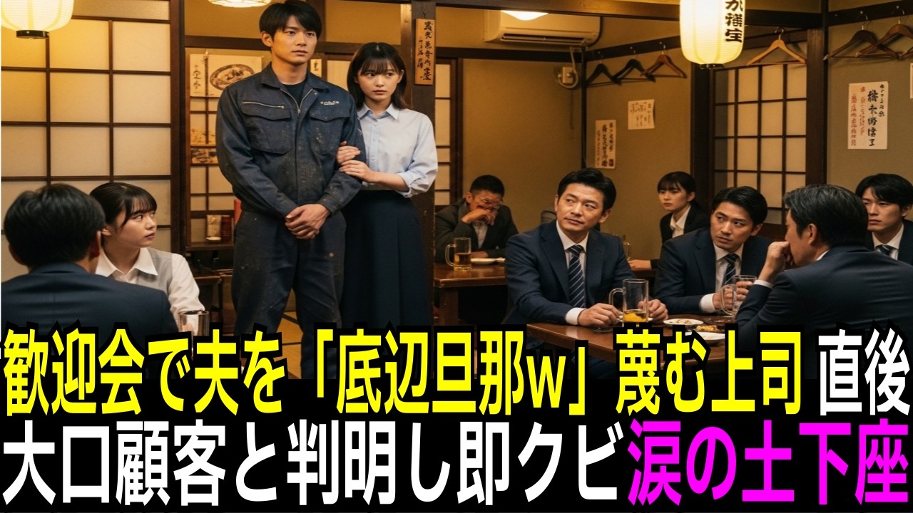 歓迎会で新人女性の夫を「底辺」と見下したエリート社員、直後に大口取引先の社長と判明し懲戒解雇される羽目に【感動する話】【朗読】