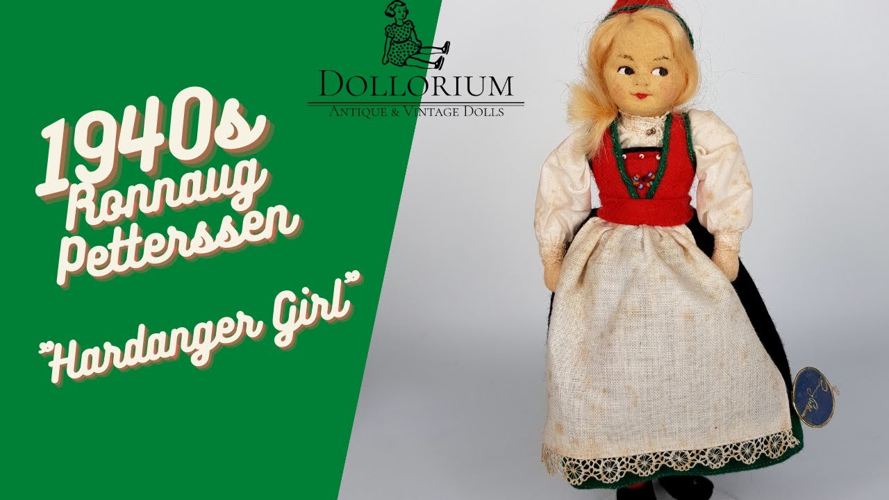 1940's Ronnaug Petterssen "Hardanger" Girl - Antique & Vintage Cloth Doll Collection at Dollorium