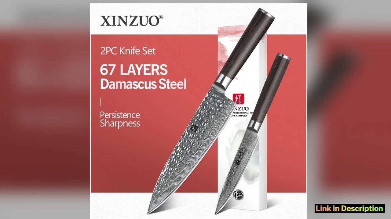 XINZUO 2 PCS Kitchen Knife Set 67 Layers Japanese Damascus Stainless Steel High Quality VG10 Chef