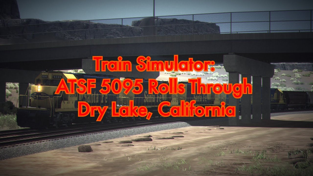 4K Train Simulator: ATSF 5095 Rolls Through Dry Lake, California