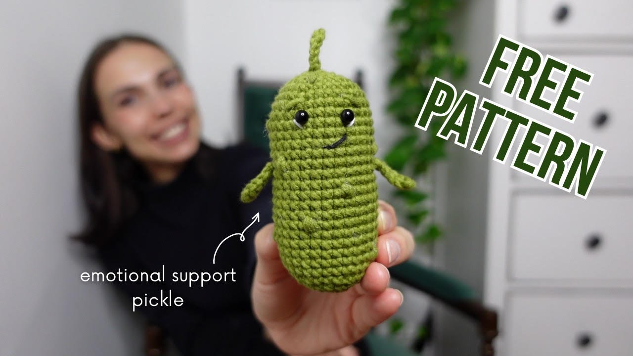 ONE Emotional Support Pickle Keychain Crochet Pickle - My Community Made