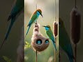 “A Mother Bird Living in the Wild with Her Babies”