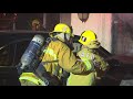 Firefighters make quick work of a garage fire in Northridge, California.