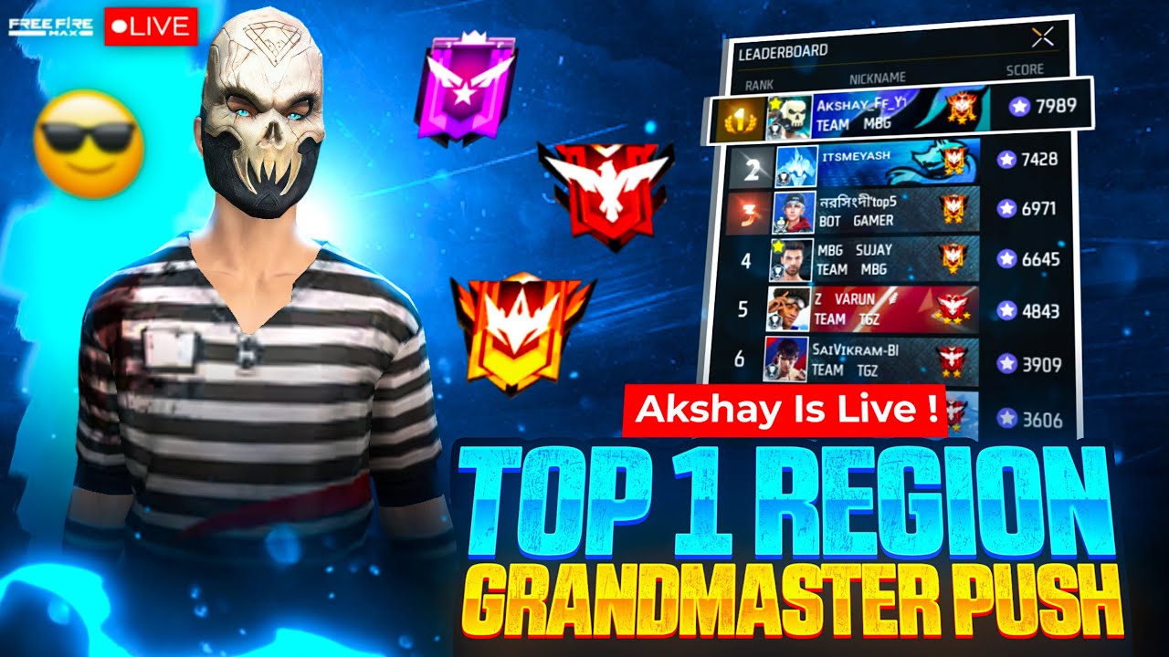 🔴LIVE🔴 TOP 1 REGIONAL 💖 GRANDMASTER RANK PUSH - FREE FIRE LIVE TELUGU 🥵 ...