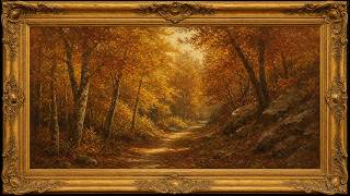 Golden Autumn Forest Path | Vintage Gold Frame TV Art | 4K Art Screensaver for Smart TV screenshot 5