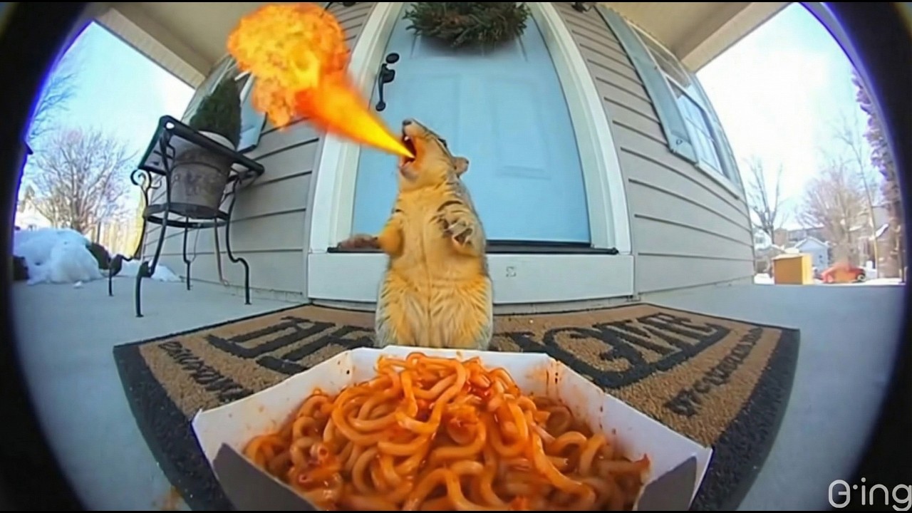 Squirrels Reacting to Spicy Noodles on Ring Cam #2 | Funny CCTV Compilation