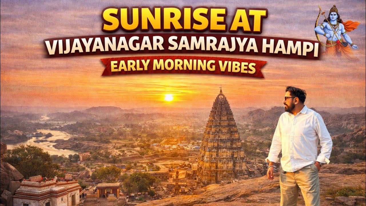 Epic Sunrise at Vijaynagar Samrajaya- Hampi|Chandigarh to South India part 6 #roadtrip #travel 