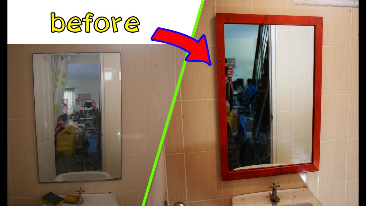 งานไม้ diy !!!! กรอบกระจก diy จากเศษไม้เหลือใช้ l DIY BATHROOM MIRROR FRAME