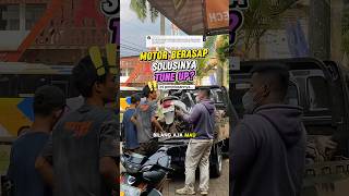 Banyak yang nyangka asap tipis cukup ditangani tune up… #tuneup #motor #bengkelmotor