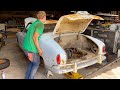 VW Karmann Ghia Restoration - Body Removed From Chassis! Day 2