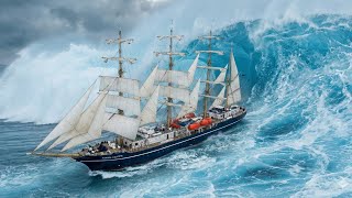 Worlds Largest Sailing Ship Hit By A Mega Tsunami Ultra Realistic Disaster Ai Vfx
