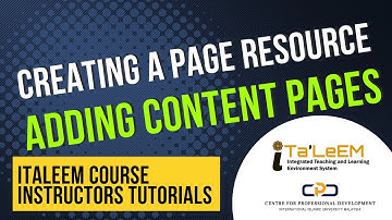 iTaleem Tutorials | Creating a Page Resource (Adding Content Pages)